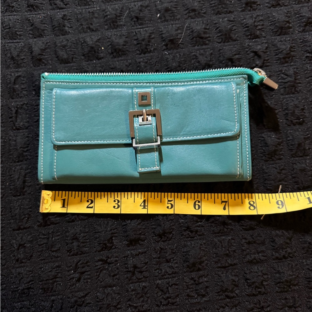 Perlina Teal Wallet with Buckle Detail